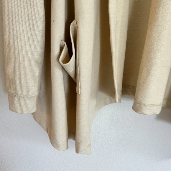 Logo Lori Goldstein Cardigan XL Tan Hoodie Open Front Lace Hood - Picture 3 of 11